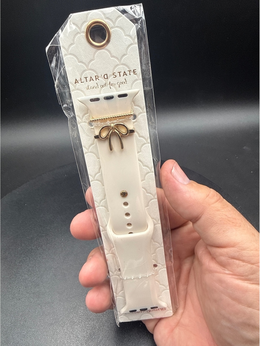 Altar'd State Ivory Watch Strap with Gold Bow Accent